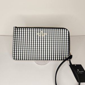 Kate Spade Medium Large Zip Wristlet - Lucy - Jazzy Gingham Black/White - NWT